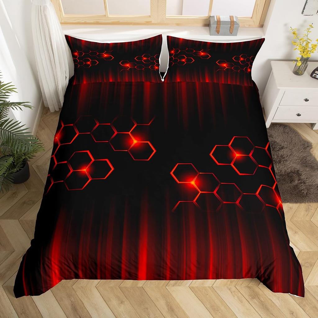 Cool Basketball Bedding Set, Neon Gradient Duvet Cover For Kids Teen Boys Girls, Comforter Cover Decor Room, Quilt Cover 3Pcs