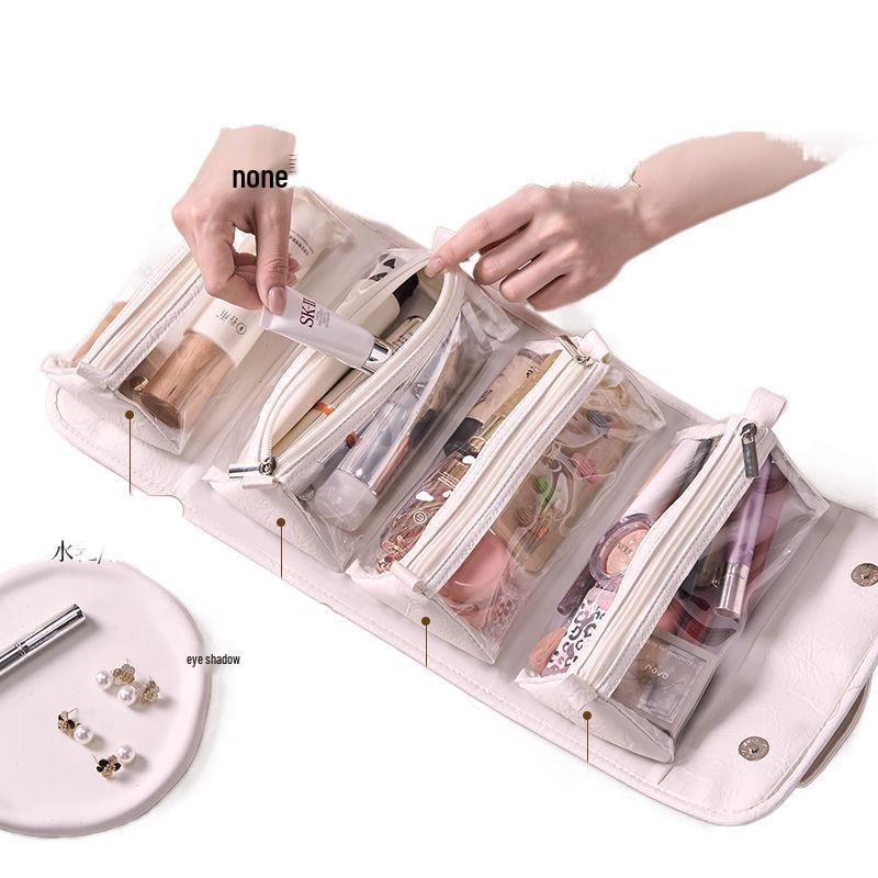 Removable Foldable Waterproof Makeup & Toiletry Bag with Wet/Dry Separation and Four Compartments