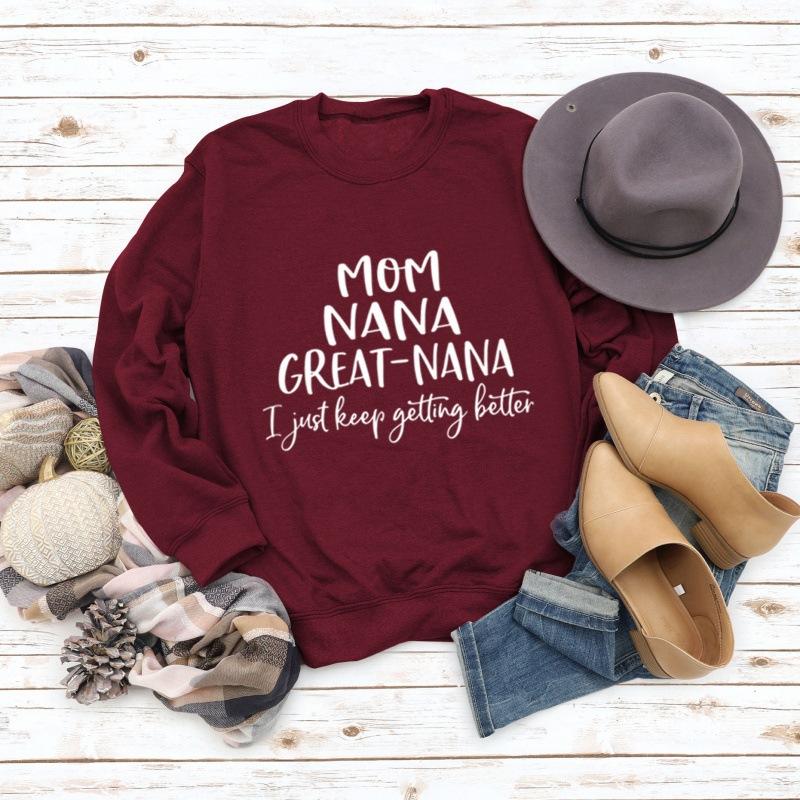 TOP MOM NANA GREAT NANA European and American alphabet fashion crew neck long-sleeved sweater independent station