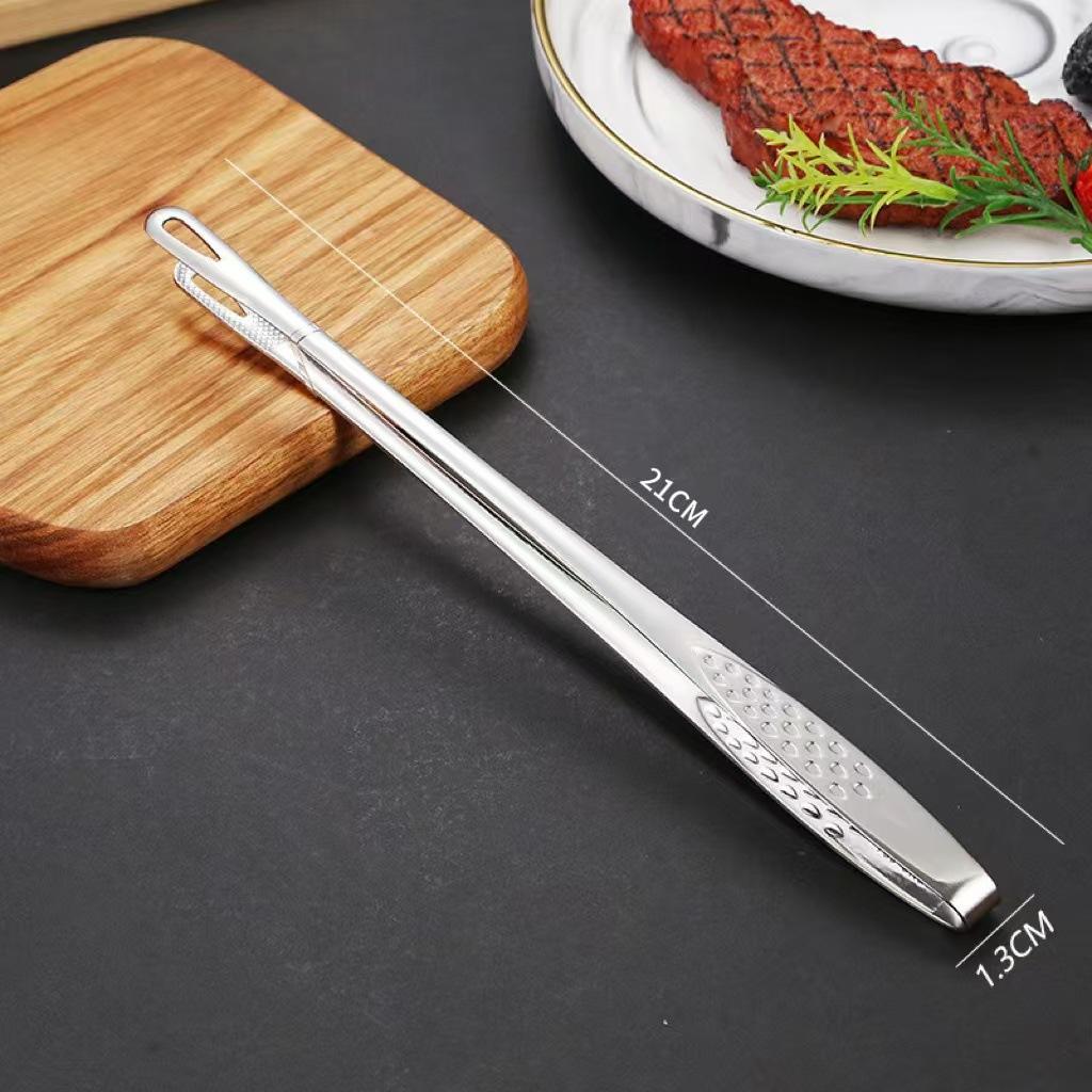 1pcs Stainless Steel Food Tongs Long Handle Non-slip Barbecue Tongs Steak Tongs Kitchen Cooking Tool Accessories BBQ Cooking Tongs