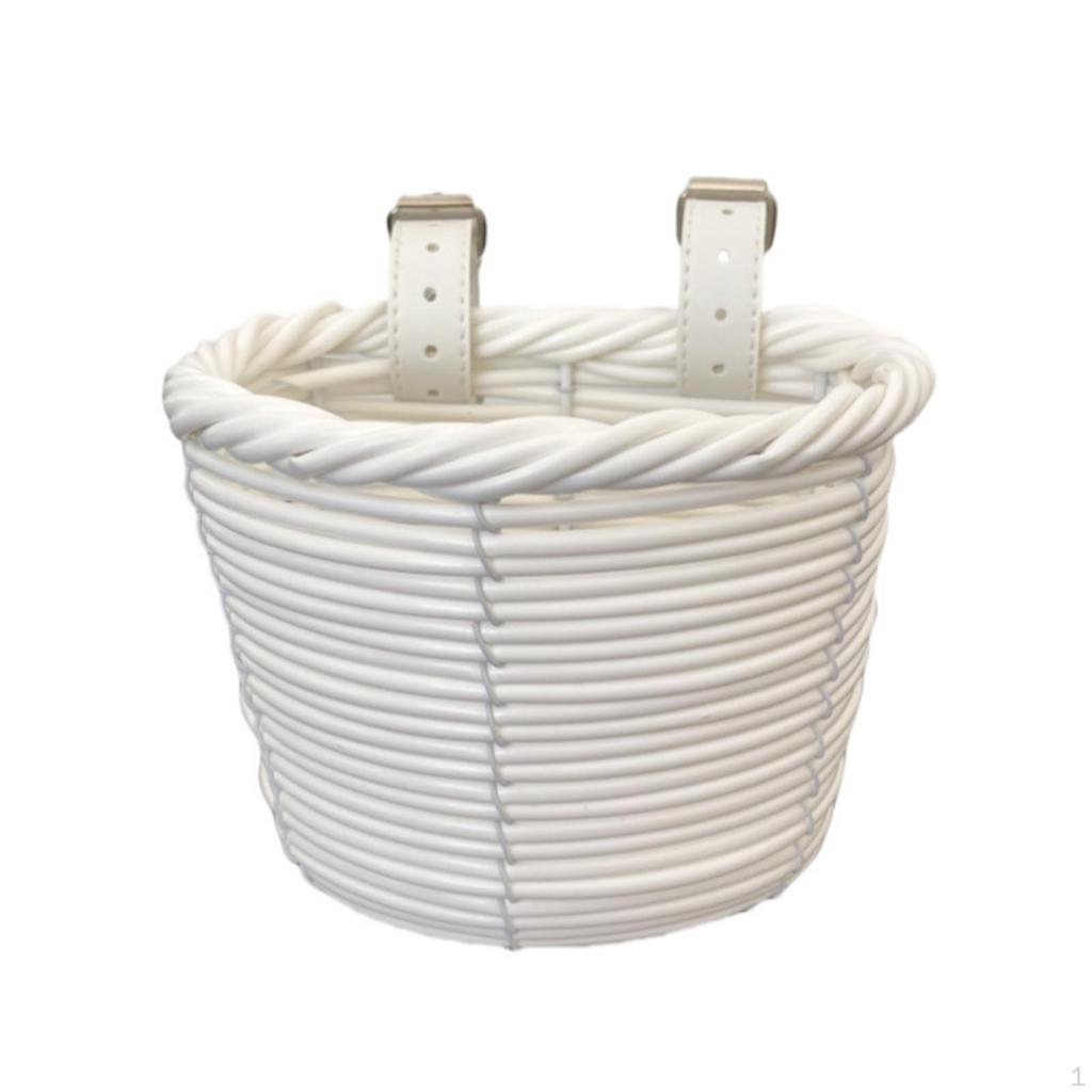 Woven Bike Basket with Straps Handwoven Front Lightweight for Kids, Young