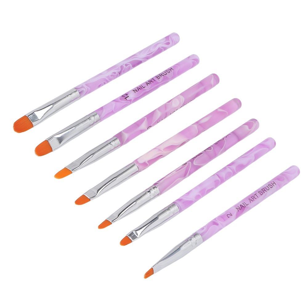 7Pcs Purple Light Therapy Nail Brush Round Tip Manicure Drawing Brush  Nail Salon