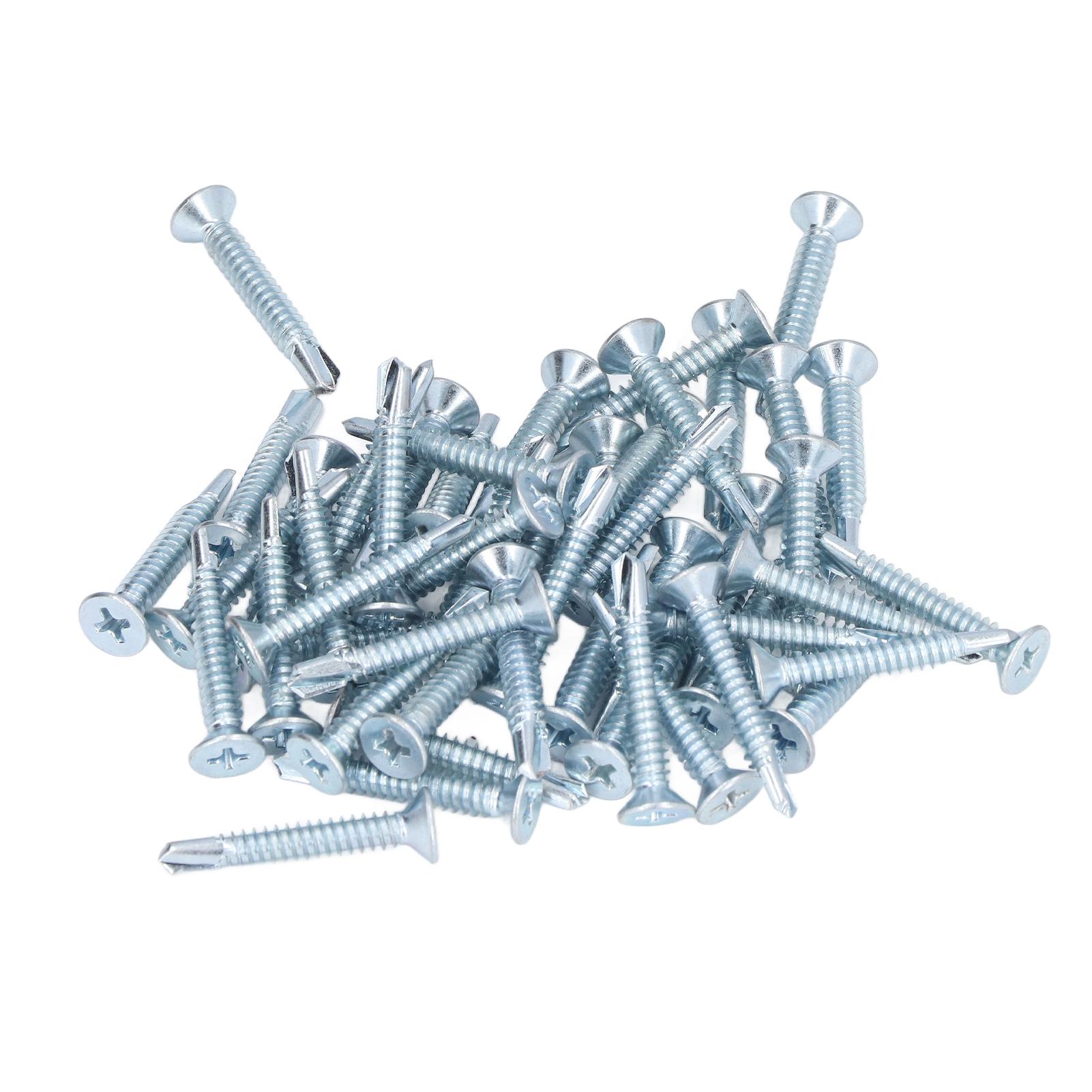 

50Pcs Self Drilling Screw Carbon Steel 4.8x32mm Fastener Set Kit for Repair Carbons Steel Screw Screw Self Drilling Screw