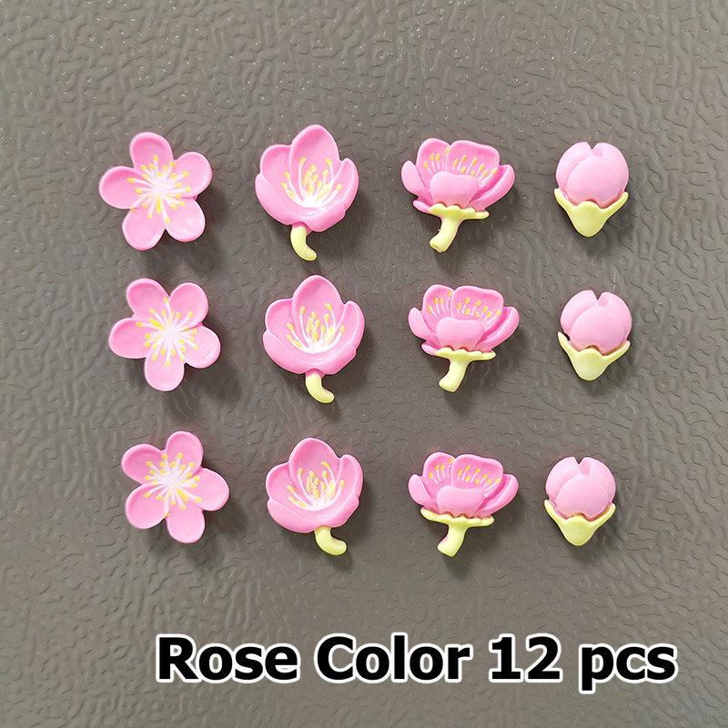 4/12pcs Fridge Magnets Blossom Cherry Flower Pastoral Cute Refrigerator Magnetic Sticker Message Whiteboard Sticker