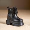 Increase Height Leather Booties Square Toe Chunky Ankle Boots for Women Fashion  Y2k New In Autumn Winter Woman Short Shoes