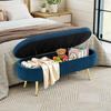 Multifunktionale Bank, Weicher Samt, Metallbeine, Holzrahmen, 20L Stauraum, 110x40x42cm, für Schlafzimmer, Wohnzimmer, Schuhbank, Flur, Blau