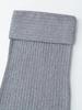 Mature Retro Fold-over Waist Knit Midi Skirt for Women - Slimming Hip-hugging Grey Skirt for Autumn/Winter