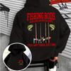Humorous Fisherman Quote Mens Hooded Sweatshirt Bass and Multiple Fishing‑Rod Print Casual Outdoor Street‑Wear Hoodie