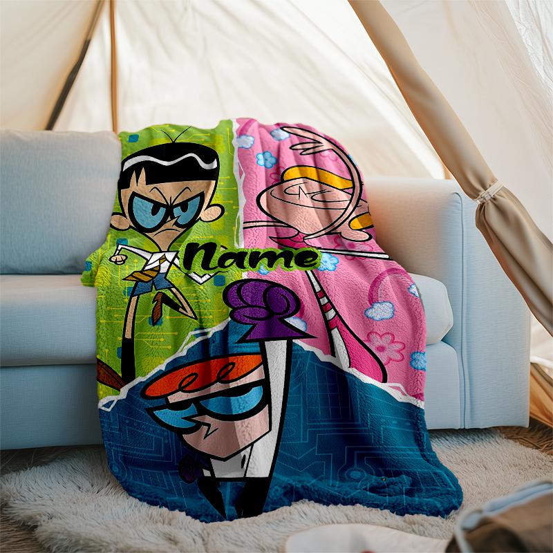 Personalized Custom Name Blanket - Dexter's Laboratory Print Design,Blanket for Sofa,Bed,Travel,Camping - Soft and Warm, Great Gift