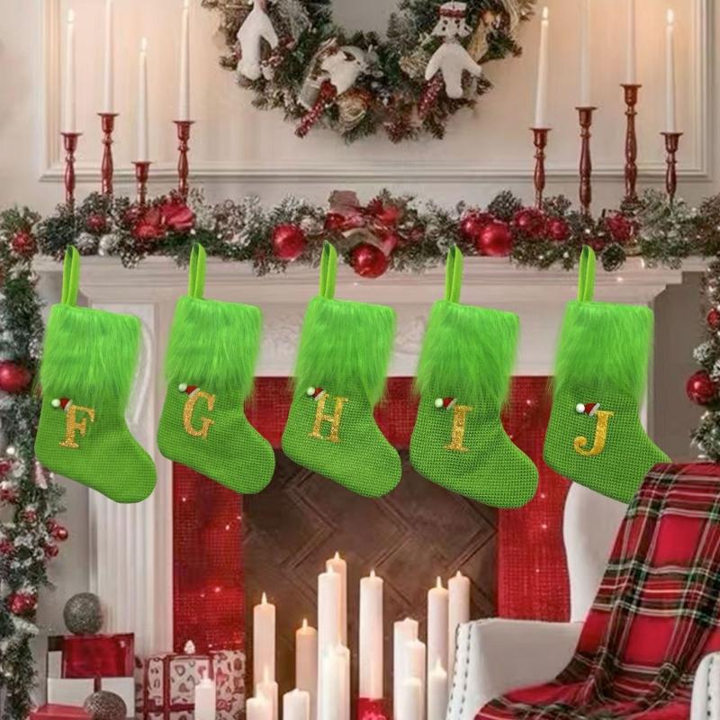 Holiday Sock Durablility Hanging For Candy Gifts Holder Festival Decoration Classical Christmas Letter Knitted Stocking