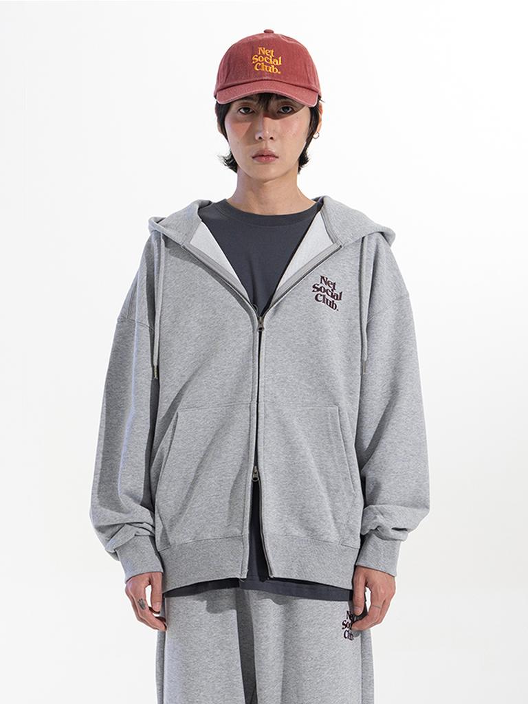 Net Social Club Wavy Logo Hood Zip-Up (Melange)