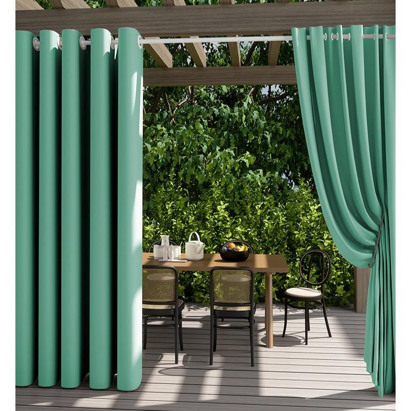 Solid Color Exterior Curtain Suitable  Waterproof Oxford Cloth Privacy Grommet Curtain For Gazebo Front Porch Pergola Patio
