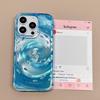 Transparent Blue Vortex Fish Water Ripple Pattern Case For iPhone 15 16 17 Pro Max 13 14 12 11 Glitter Cover With A Koi Pendant