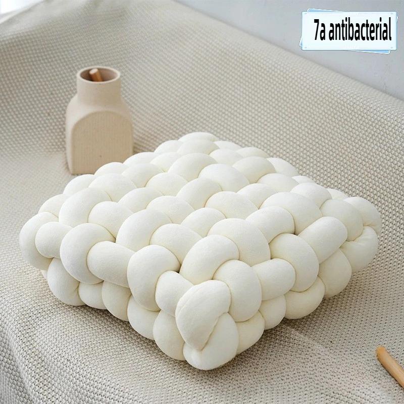 Knot Hand-made Cushion 2026 Square Nordic Aesthetic Stuffed Plush Pillow Elastic Edge for Office Chair & Sleeping Back Support