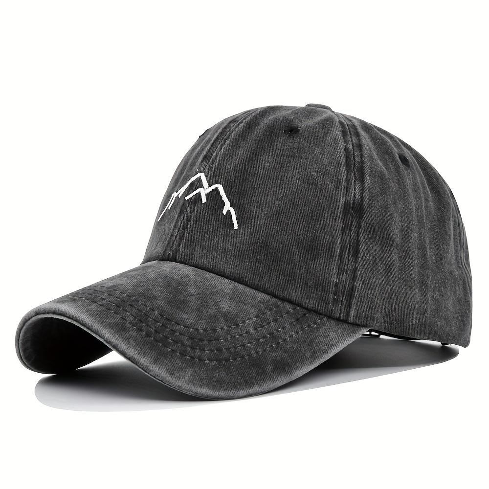 Unisex Adjustable Snapback Cap Mountain Embroidered Stitching Cotton Baseball Cap Sun Protection Trucker Hat For Outdoor Camping Hiking Fishing