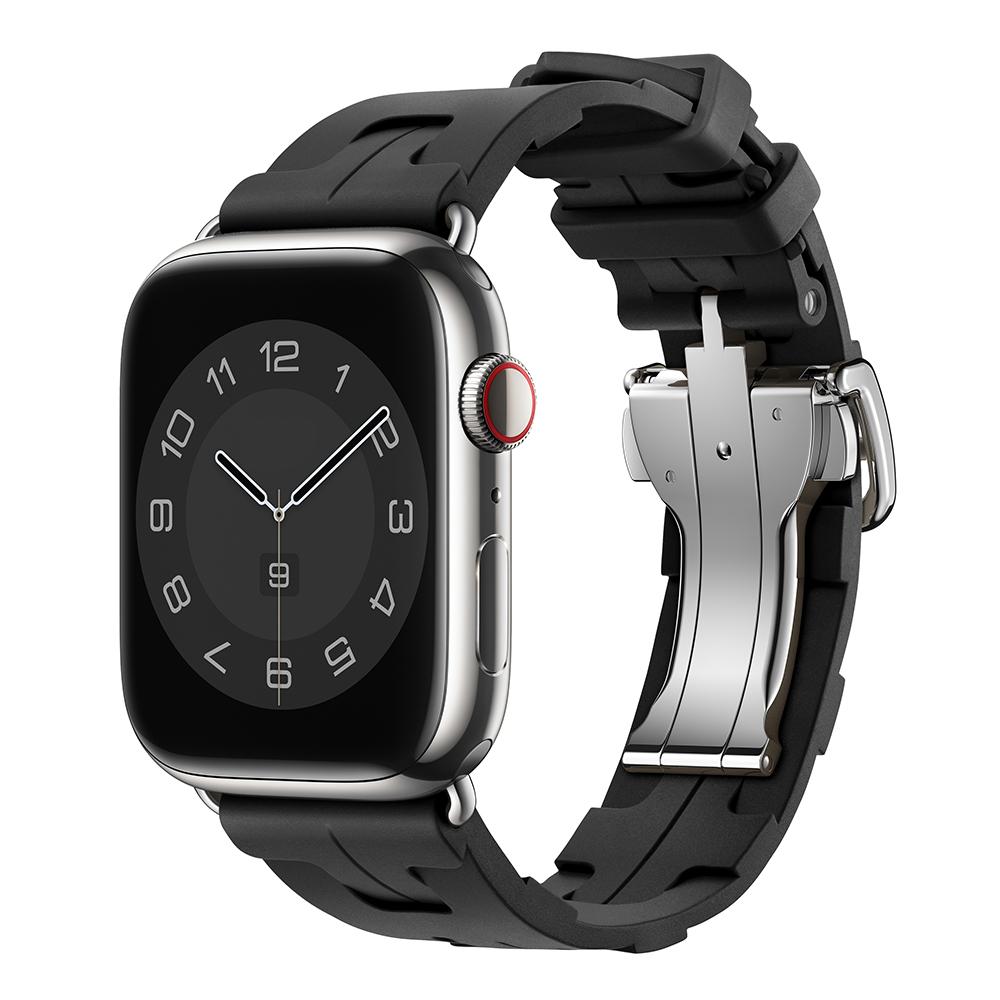 Original Soft Rubber Strap for Apple Watch Band 49mm 45mm 41mm 44mm 42mm 38mm Metal Buckle Bracelet for IWatch