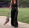 2025 Women's Fashion: European & American Solid Color Vest and Long Pants Two-Piece Casual Set