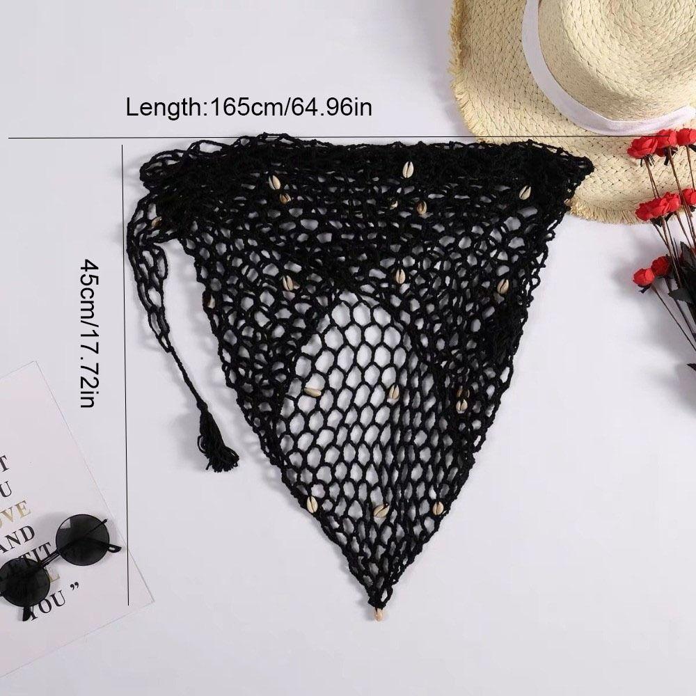 Sweet Solid Color Triangle Hip Scarf Knitted Mesh Crochet Short Skirt Wrap Versatile Sophisticated Waist Belt Festival
