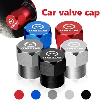 For Mazda Aluminum Car Tire Valve Caps Cover Waterproof Dust Accessories 2 3 5 6 Axela Atenza Speed 6 CX3 CX4 CX5 CX7 CX8 CX9 MS