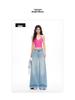 Women's American Retro Light Wash Mid-Rise Ripped Wide Leg Floor-Length Jeans
