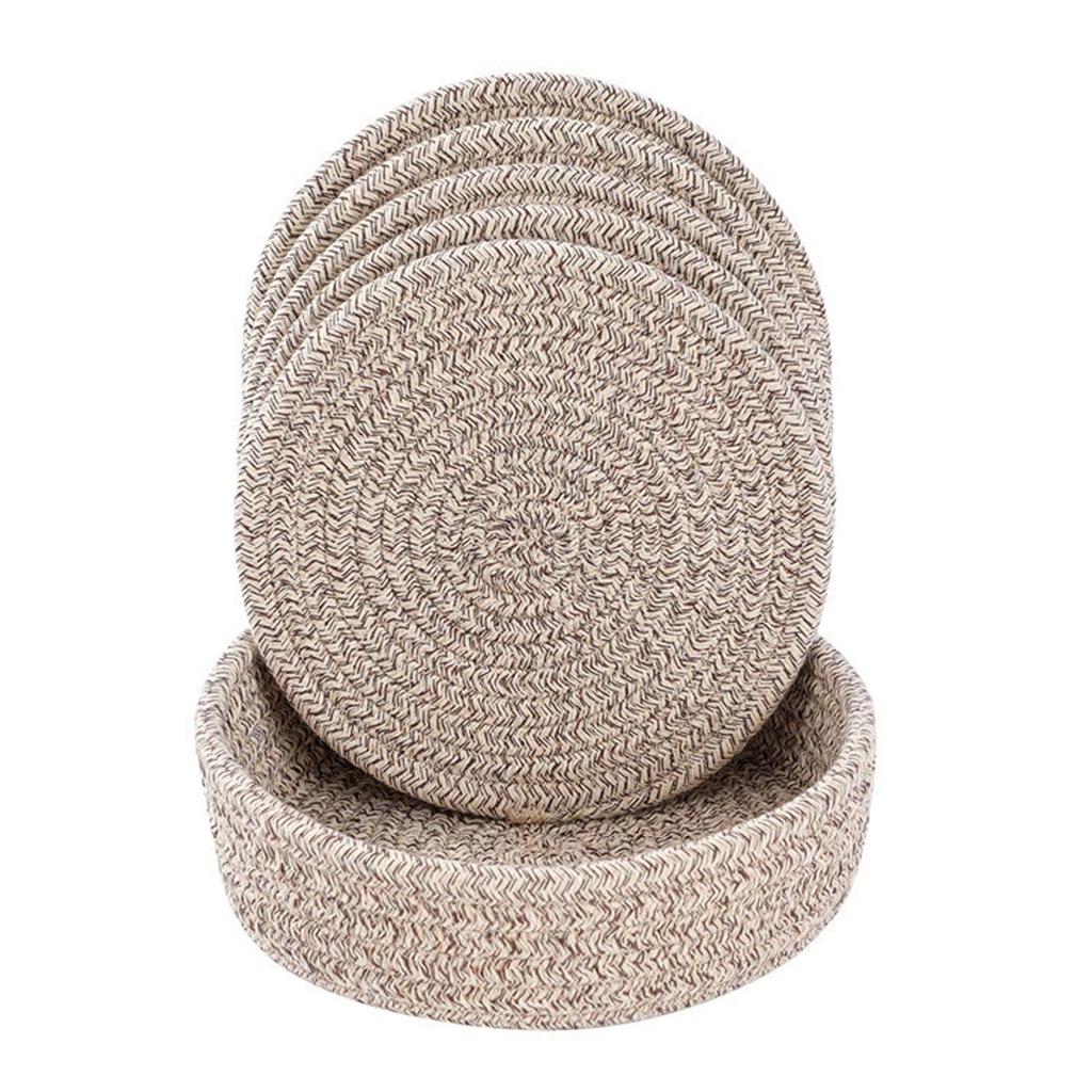 6 Pcs Hot Dishes Trivet Cotton Thread Weave Heat Insulation Pads for Dining Table Kitchen Countertop Light Grey