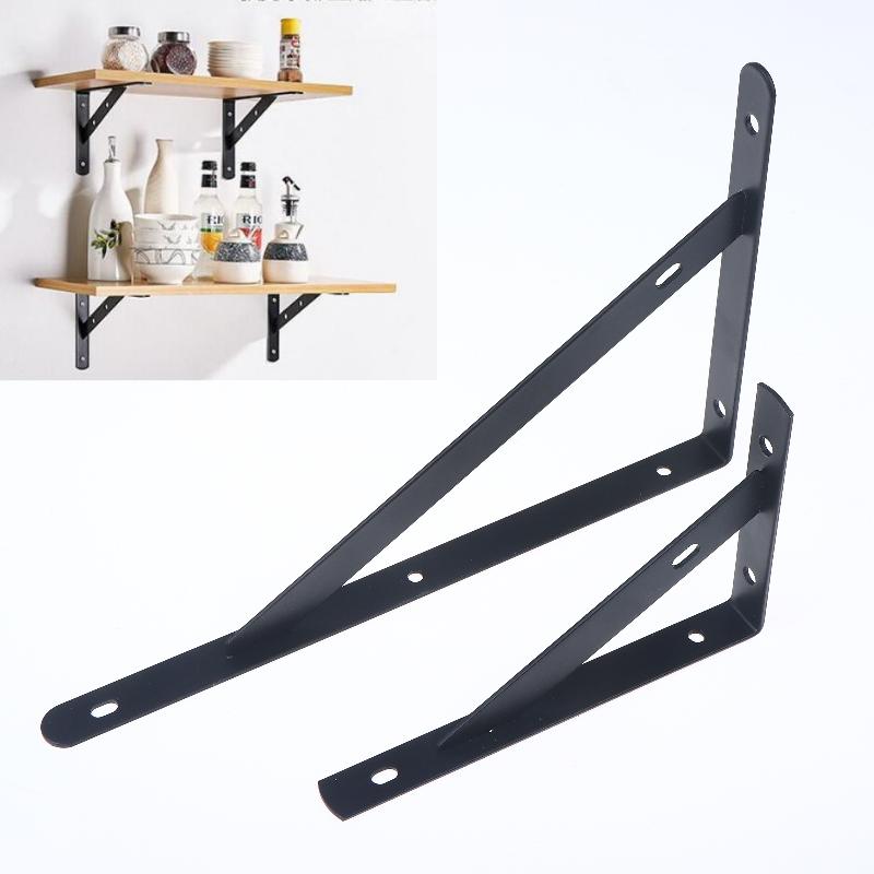 New 2Pcs Tripod Bracket Shelf Floating Shelf Heavy Duty Black/White Steel For Decorative Wall Mount Joint Angle Without Screws