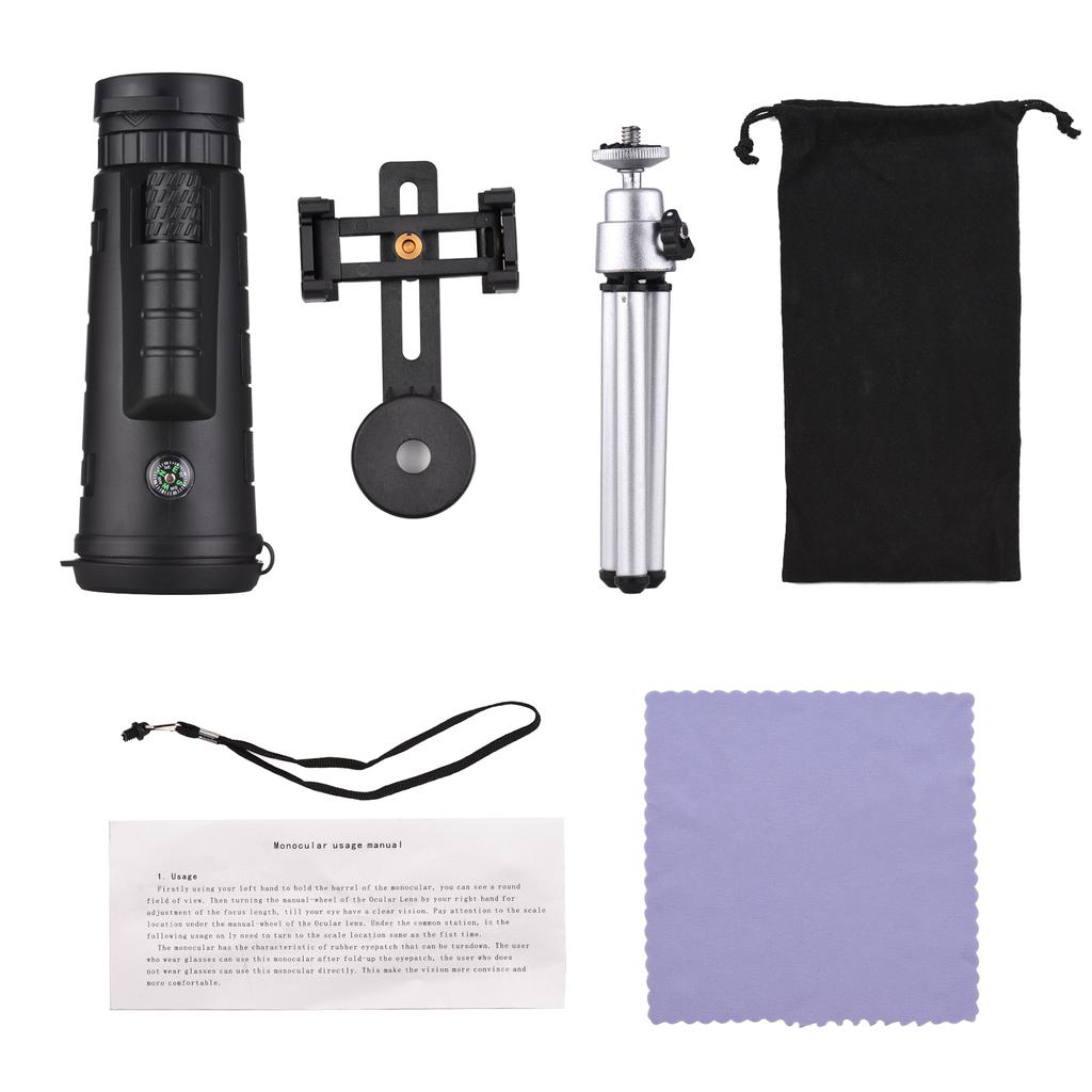 40X60 Portable Mini Monocular Telescope High-Power High-Definition Telescope with 1/4 Inch Screw