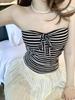 #Summer new pure desire striped strap-on tube top women's inner plus non-slip strip fixed with chest pad to look thin