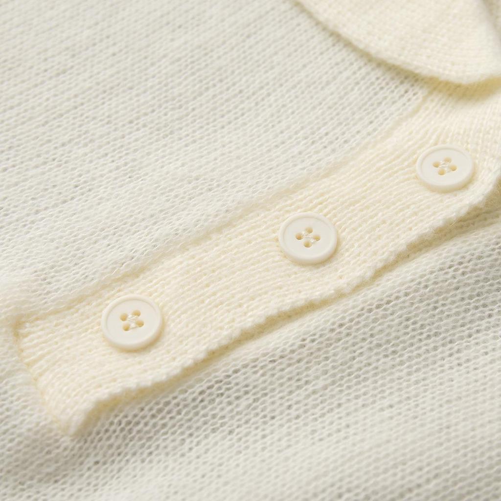 Spring/Summer 2025 Women's Cross-Border Openwork Knit Bubble Sleeve Sweater