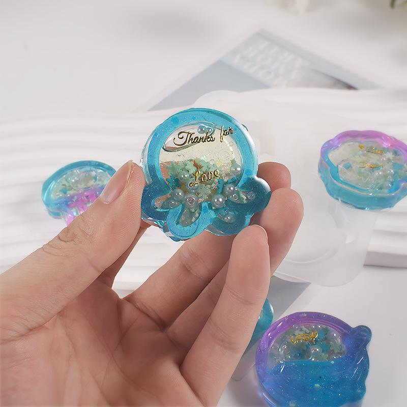 3D Marine Animals Flower Quicksand Silicone Mold Resin Shaker Charm Mould Keychain Pendant Jewelry Making Tools DIY Craft Supply