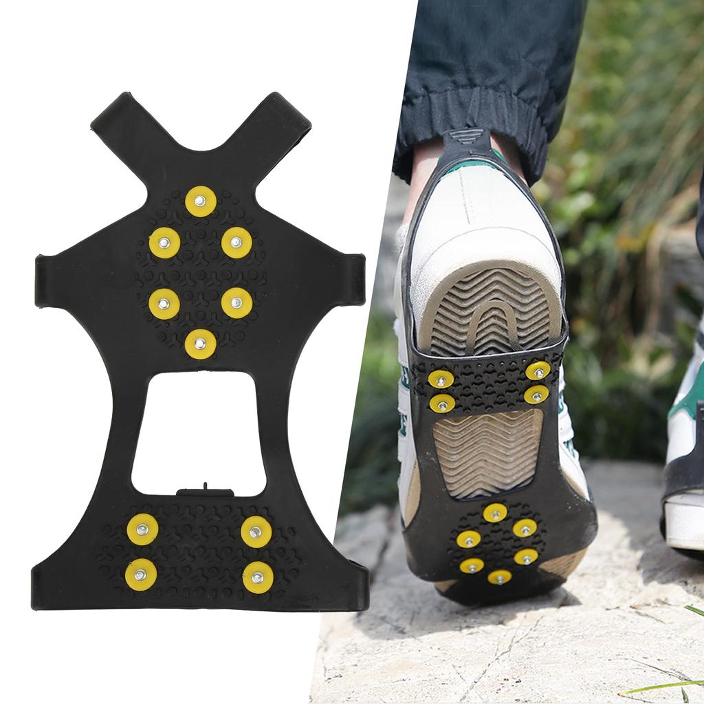 10 Studs AntiSkid Snow Ice Climbing Shoe Spikes Ice Grips Cleats Crampons Shoes Cover(Crampon Nonslip Shoe Cover M )