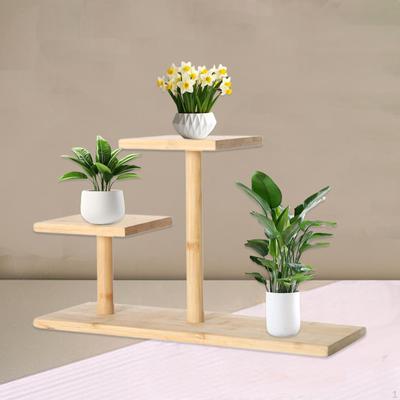 Small Potted Plant Stand Holder Wooden Planter Tray Rack for Indoor