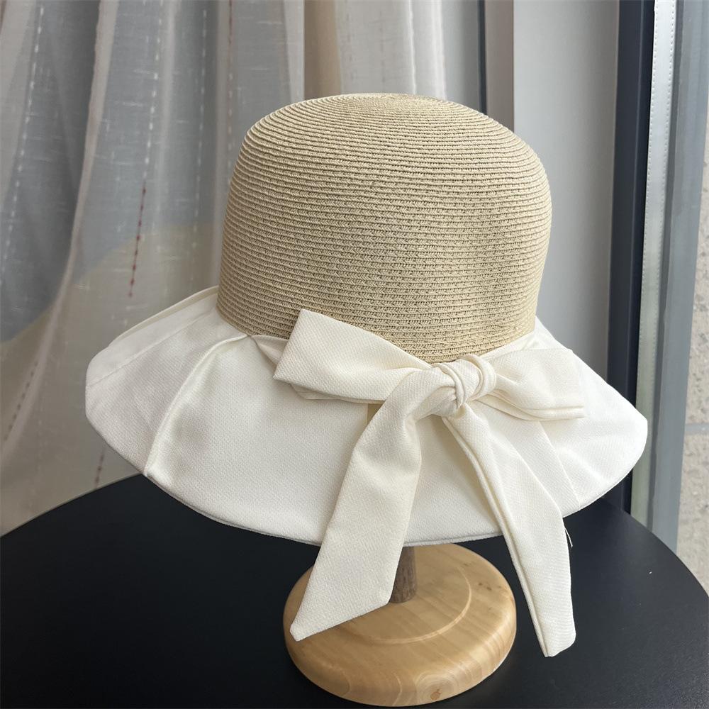 Summer Straw Fisherman's Hat Children's Bow Sunshade Sun Hat UV Protection Large Brim Versatile Basin Hat