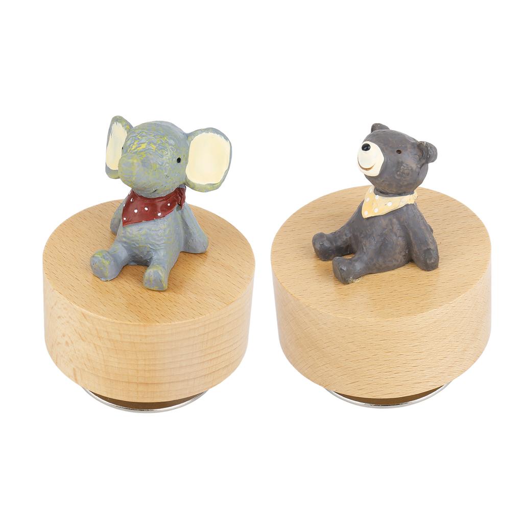 Music Box Round Shape Animal Style Pleasing Melody Exquisite  Wooden Musical Box for Kids Fam