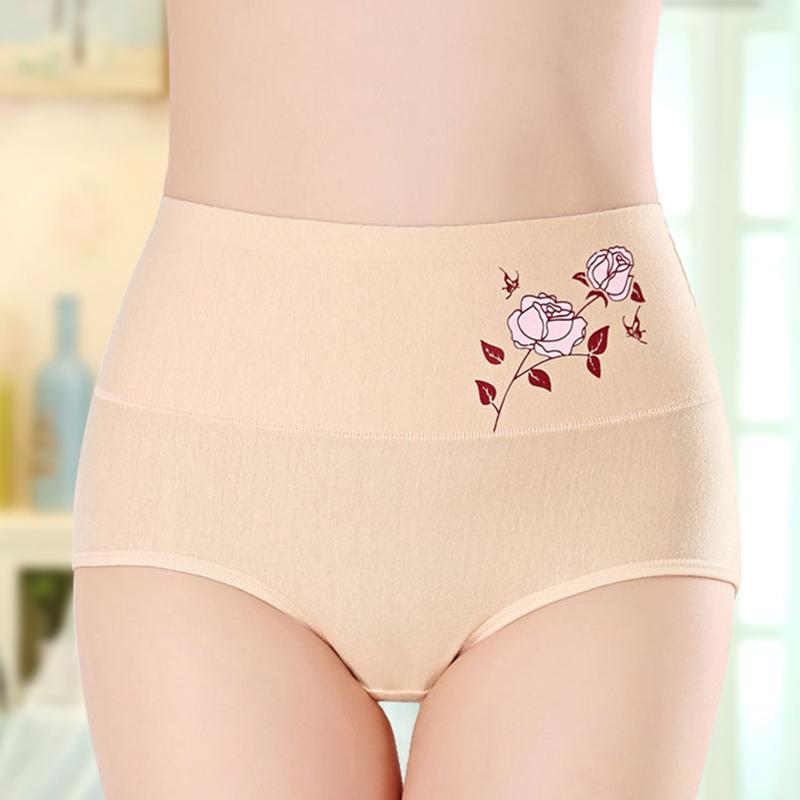 

Женские простые хлопковые трусы с высокой посадкой, однотонное нижнее белье с подтяжкой бедер, мягкие дышащие повседневные трусики с цветочным принтом M
