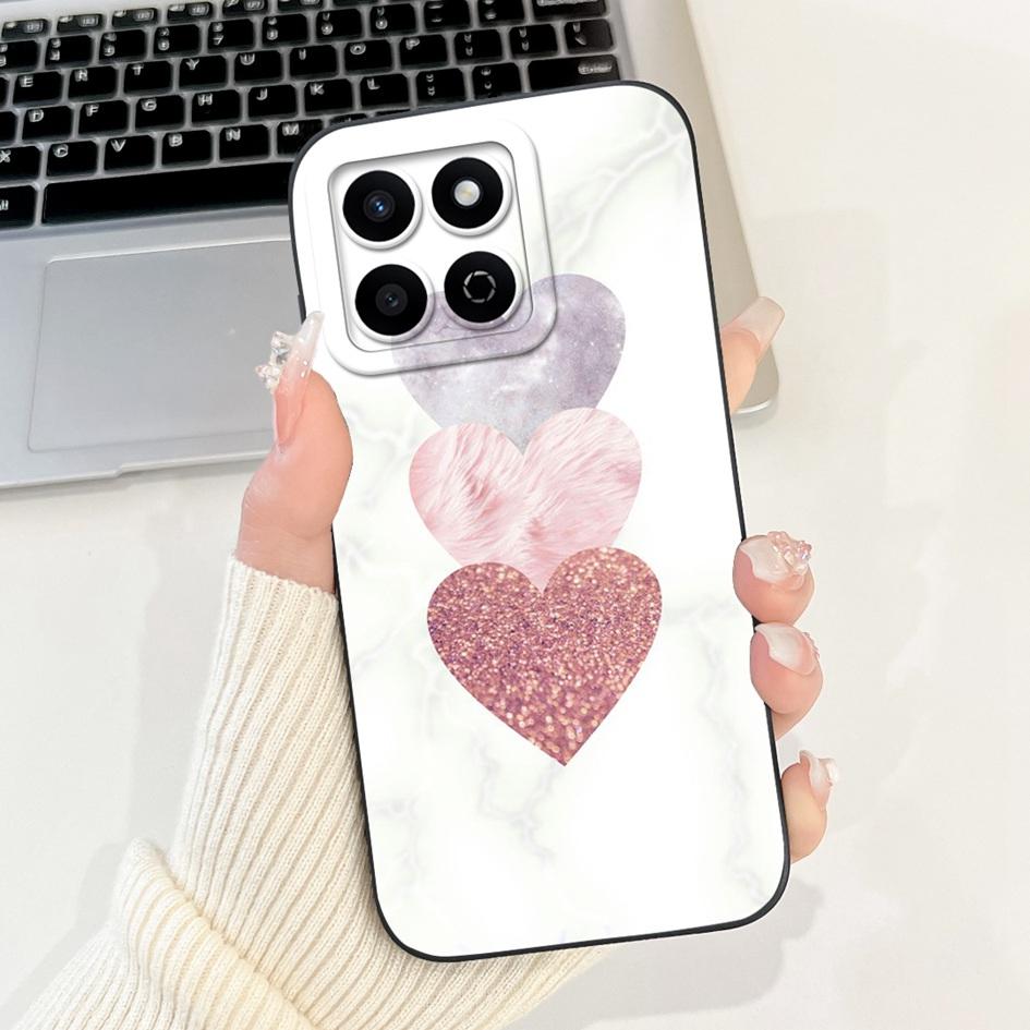 For Honor X7c 4G Case ALT-LX2 Shockproof Cover Sweet Girls Love Heart Soft Liquid Silicone Phone Cases For Honor 200 Smart Coque