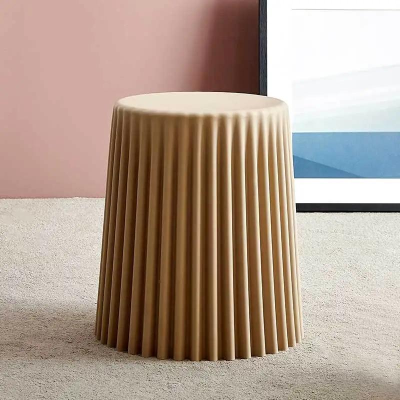Creative Nordic Plastic Stool Thickened Round Stools for Living Room Fashionable Beautiful Corrugated Bucket Cut Surface Stool