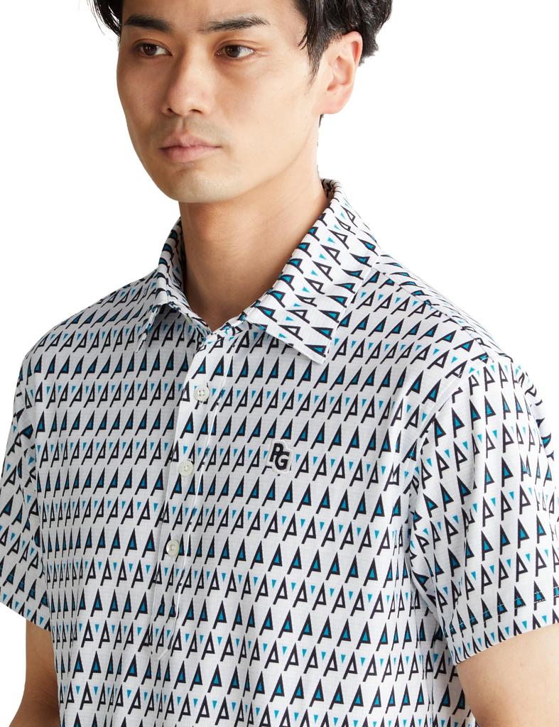 Pearly Gates Short Sleeve Polo Shirt Geometric Golf Base 7 Men's (Logo Print) / / 053-4160415 031_White [3L]