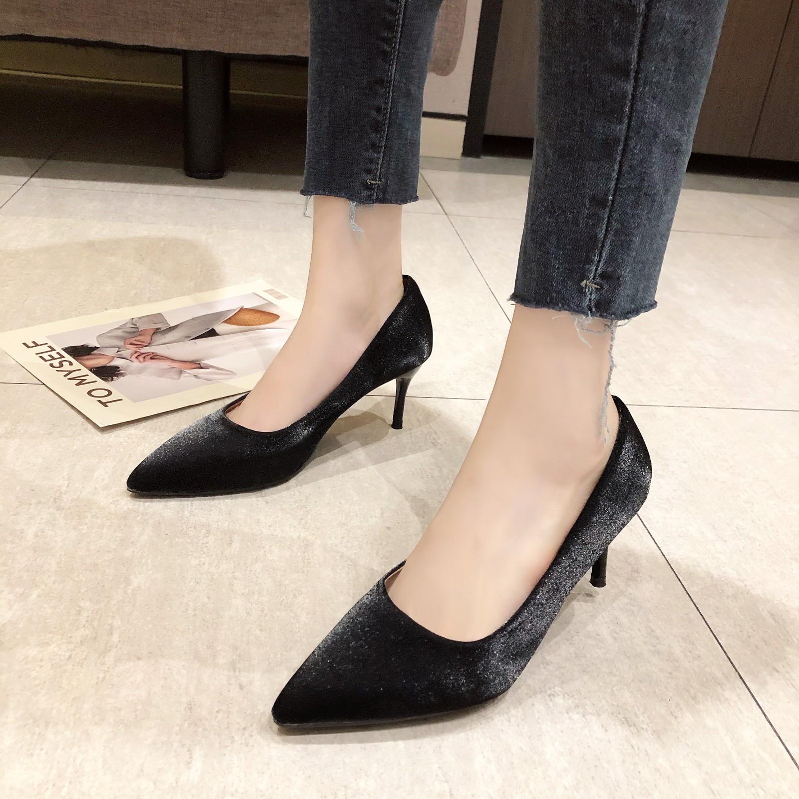 

New Pointed Toe Stiletto Ladies High-heeled Shoes White Color Black Sexy Luxury Shoes White Dignified Fashion Style Shoes 36