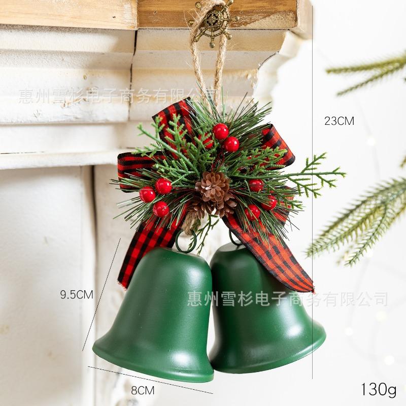 

Christmas tree pendant retro bow bell pendant wrought iron open wind chime Christmas decoration arrangement