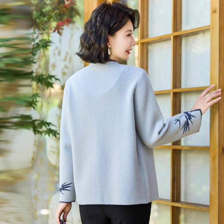 Mom Autumn Dress National Style Short Woolen Coat