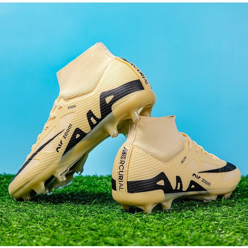 High-top men's and women's football shoes Adult adolescent students Artificial grass broken nails spikes Sports training shoes