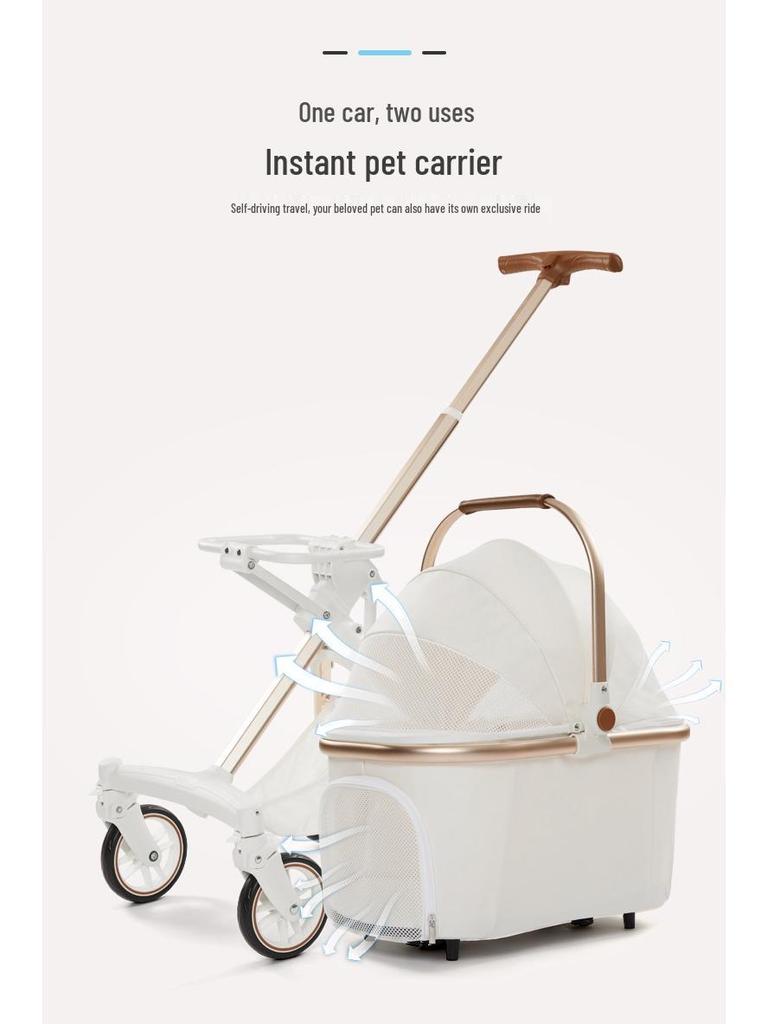 Stilvoller weißer PU-Leder-Haustierkinderwagen: Abnehmbares Design für Hunde und Katzen unter 30 Pfund
