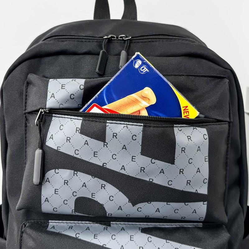 Letter Print Men's Backpack Women's Backpack Large Capacity Student Schoolbag