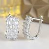Simple Silver Color Geometric Drop Earrings Ladies' Sparkling White Zircon Wedding Earrings Fine Jewelry Gifts