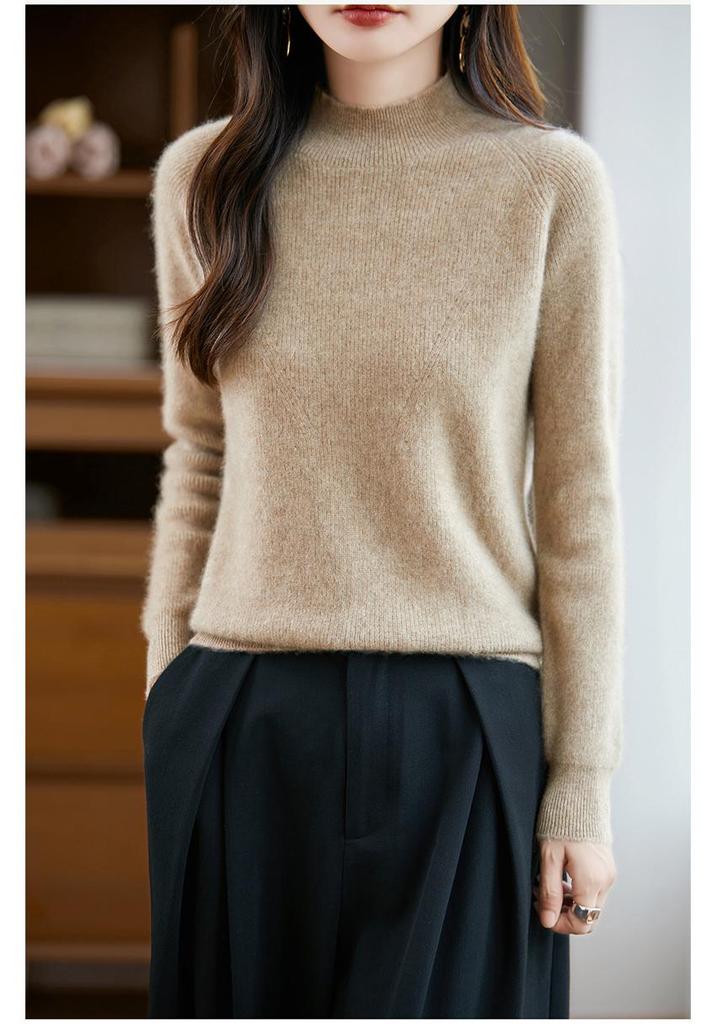 Women's High Neck Cashmere Wool Sweater, 2025 Edition - Thickened White Knitwear for Autumn and Winter