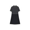Fila Logo Striped Polo Fashion Elegant Breathable Sports Casual Mid-Length Short Sleeve Dress Women Dresses Legendary-Blue F11W327302F-NV