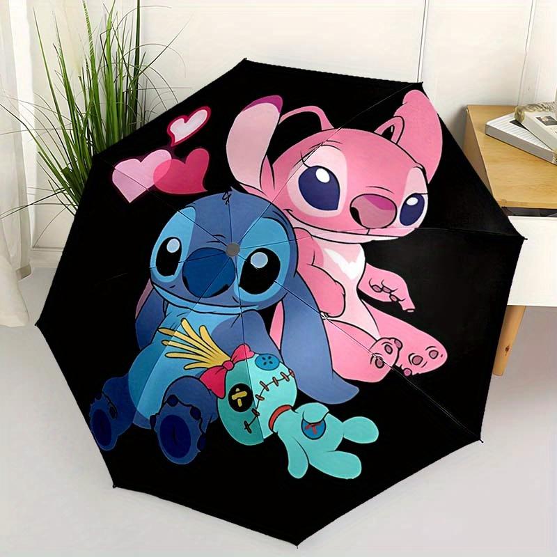 

Disney Stitch Automatic Open/Close Umbrella - UV Protection Umbrella with Cute Stitch Design, Portable 3-Fold Compact Umbrella