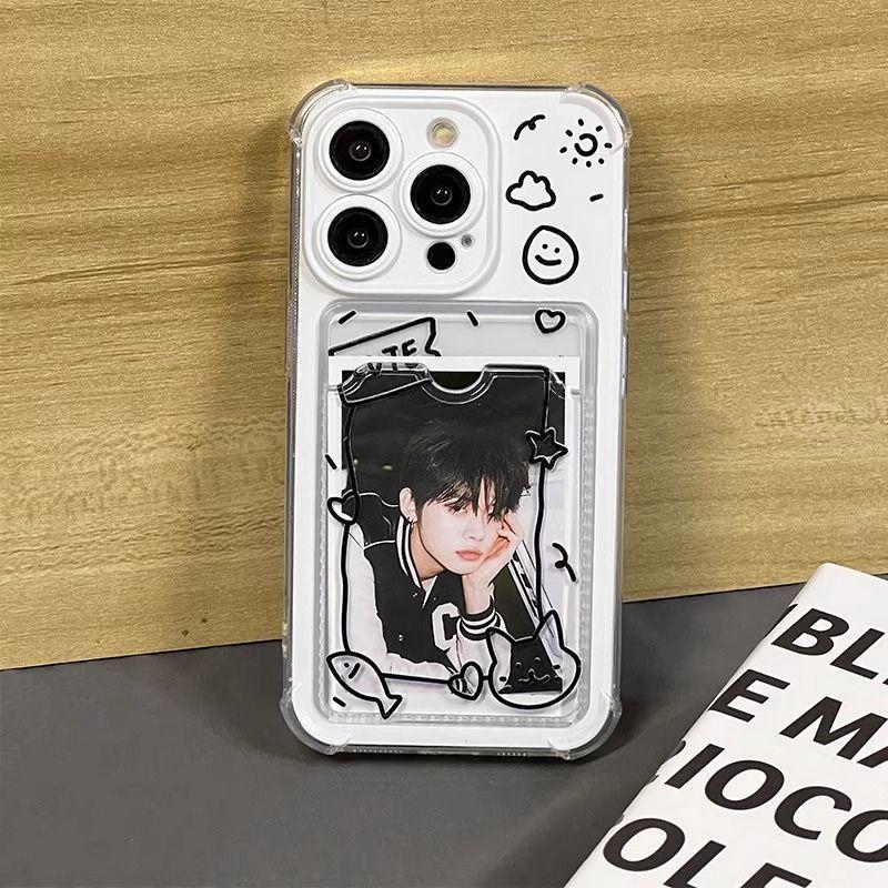 

Чехол для телефона Kitten Fish с держателем для карт - Совместим с Apple iPhone 12/13/14/16 Pro Max/17 Pro Горячо продаваемый креативный мягкий чехол iPhone 12