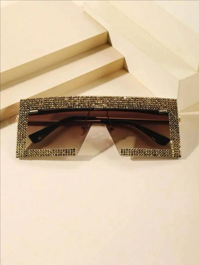 Diamond Sunglasses For Women Candy Color Lenses Exaggerated Big Face Slim Look Fashion Glasses 8888